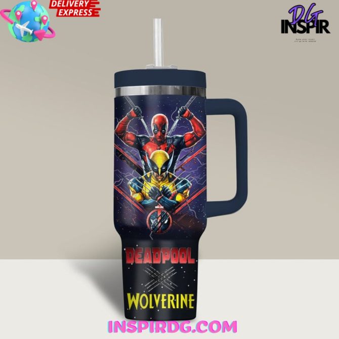 Deadpool Wolverine Movies Custom Stanley Quencher 40Oz Stainless Steel Tumbler - Image 2