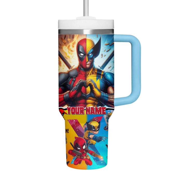 Deadpool Wolverine Movies Custom Stanley Quencher 40Oz Stainless Steel Tumbler - Image 3