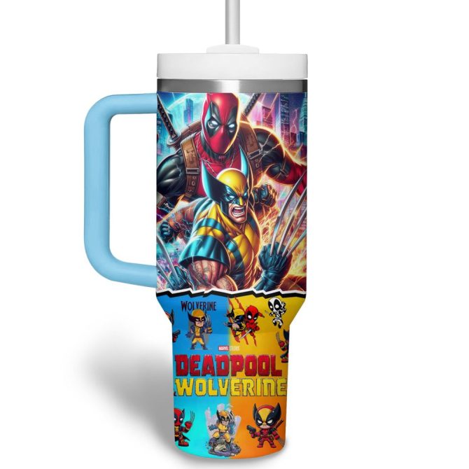 Deadpool Wolverine Movies Custom Stanley Quencher 40Oz Stainless Steel Tumbler - Image 2