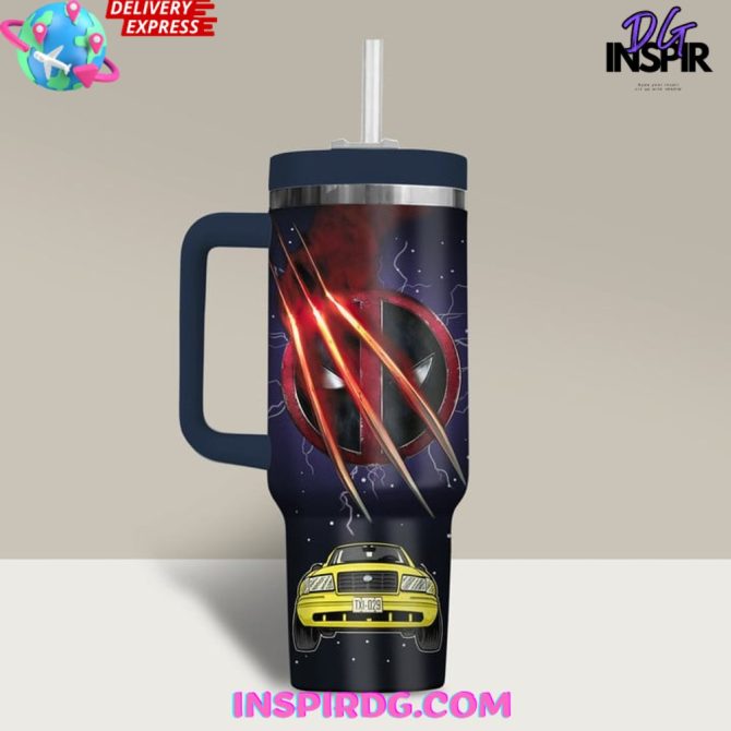 Deadpool Wolverine Movies Custom Stanley Quencher 40Oz Stainless Steel Tumbler - Image 3