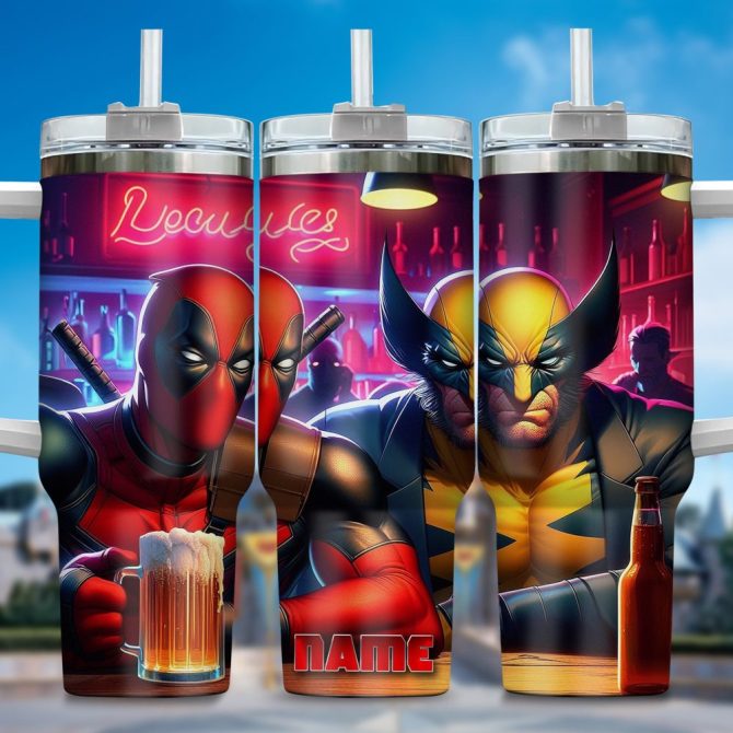 Deadpool Wolverine Movies Custom Stanley Quencher 40Oz Stainless Steel Tumbler With Handle