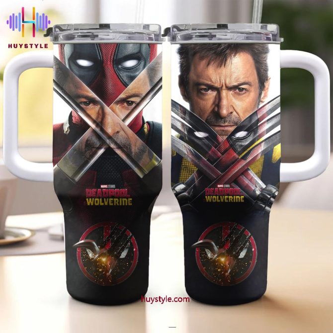 Deadpool Wolverine Movies Custom Stanley Quencher 40Oz Stainless Steel Tumbler With Handle