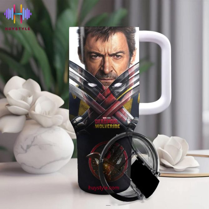 Deadpool Wolverine Movies Custom Stanley Quencher 40Oz Stainless Steel Tumbler With Handle - Image 3
