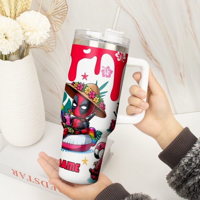 Deadpool Wolverine Movies Custom Stanley Quencher 40Oz Stainless Steel Tumbler With Handle - Image 4