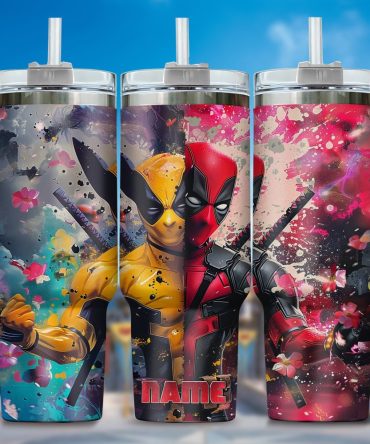 Deadpool Wolverine Movies Custom Stanley Quencher 40Oz Stainless Steel Tumbler With Handle