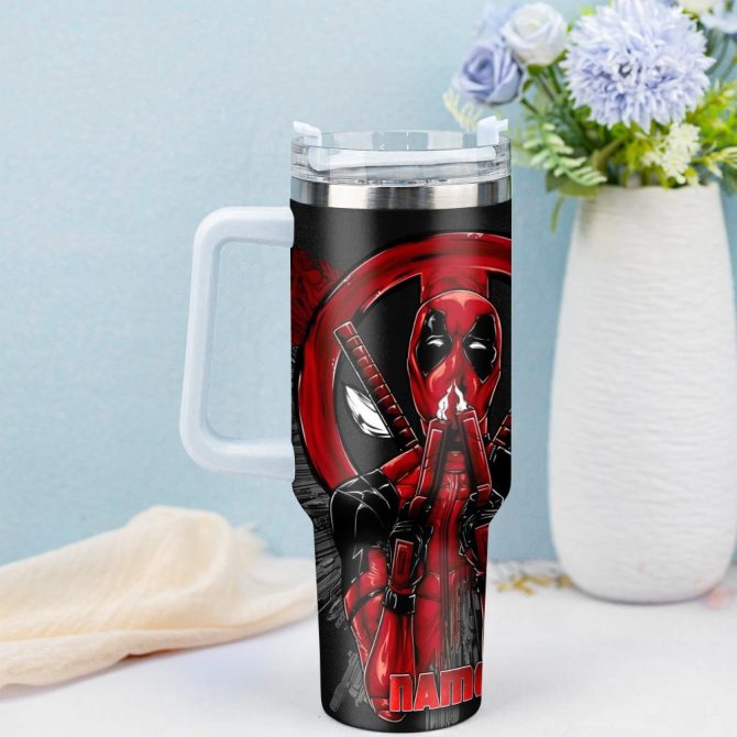 Deadpool Wolverine Movies Custom Stanley Quencher 40Oz Stainless Steel Tumbler With Handle - Image 2