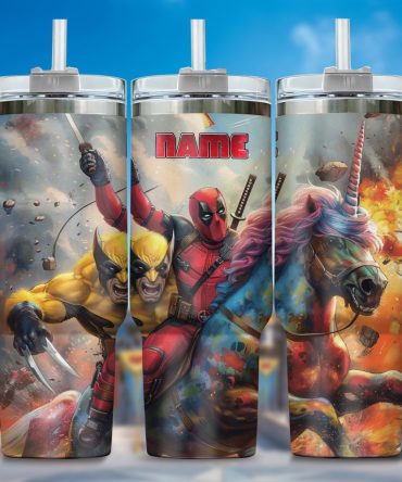 Deadpool Wolverine Movies Custom Stanley Quencher 40Oz Stainless Steel Tumbler With Handle