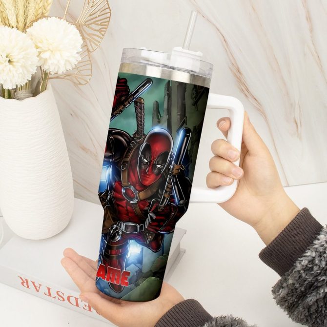 Deadpool Wolverine Movies Custom Stanley Quencher 40Oz Stainless Steel Tumbler With Handle - Image 3
