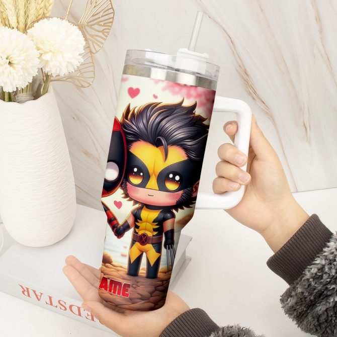 Deadpool Wolverine Movies Custom Stanley Quencher 40Oz Stainless Steel Tumbler With Handle - Image 4