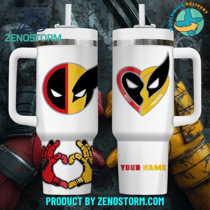 Deadpool Wolverine Movies Custom Stanley Quencher 40Oz Stainless Steel Tumbler With Handle