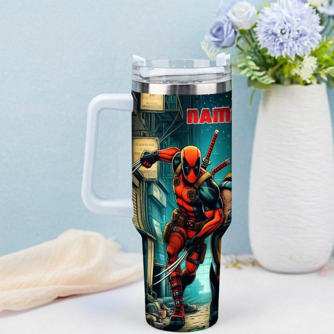 Deadpool Wolverine Movies Custom Stanley Quencher 40Oz Stainless Steel Tumbler With Handle - Image 2