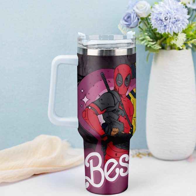 Deadpool Wolverine Movies Custom Stanley Quencher 40Oz Stainless Steel Tumbler With Handle - Image 2