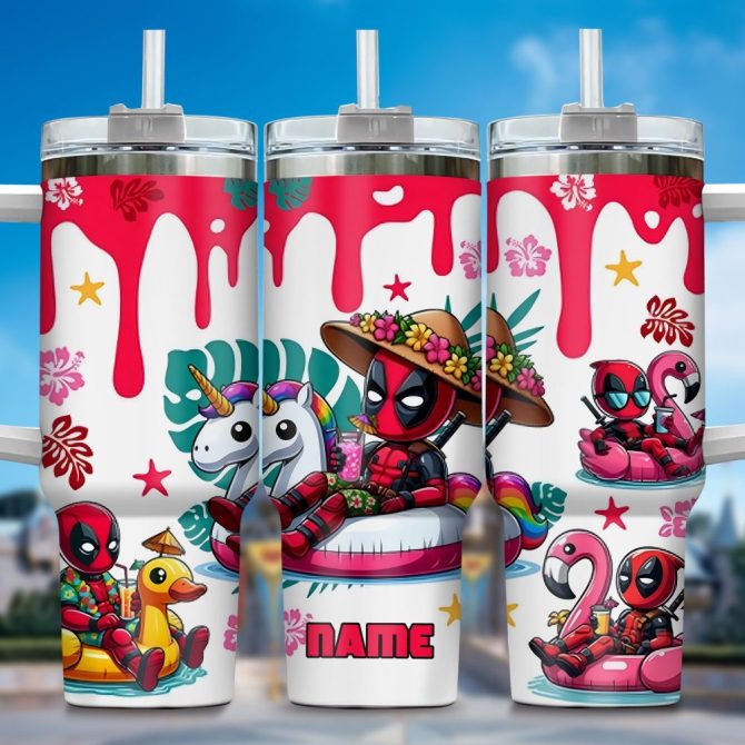 Deadpool Wolverine Movies Custom Stanley Quencher 40Oz Stainless Steel Tumbler With Handle