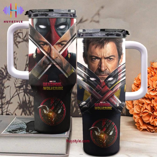 Deadpool Wolverine Movies Custom Stanley Quencher 40Oz Stainless Steel Tumbler With Handle - Image 2