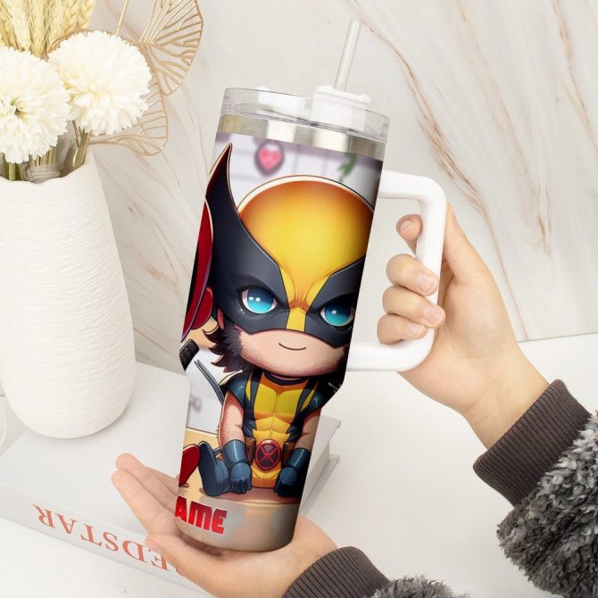 Deadpool Wolverine Movies Custom Stanley Quencher 40Oz Stainless Steel Tumbler With Handle - Image 2