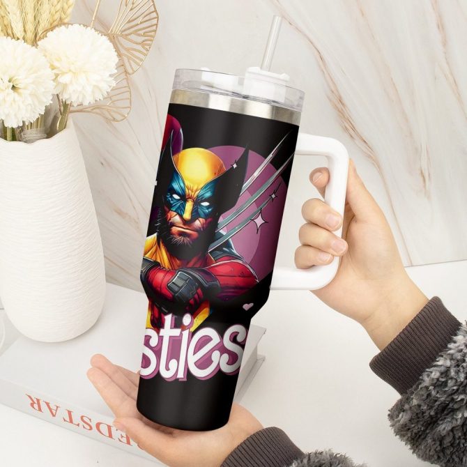 Deadpool Wolverine Movies Custom Stanley Quencher 40Oz Stainless Steel Tumbler With Handle - Image 2