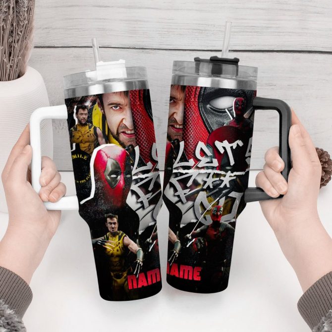 Deadpool Wolverine Movies Custom Stanley Quencher 40Oz Stainless Steel Tumbler With Handle - Image 3