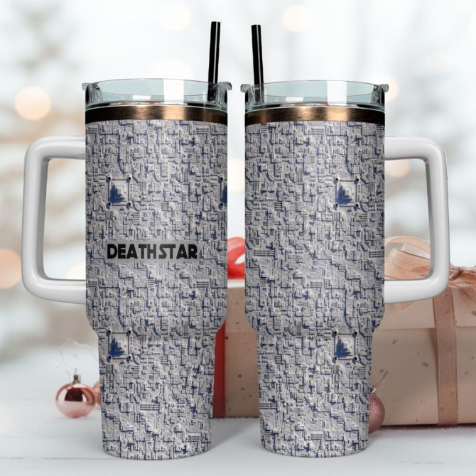 Death Star Star Wars Movies Custom Stanley Quencher 40Oz Stainless Steel Tumbler With Handle - Image 4