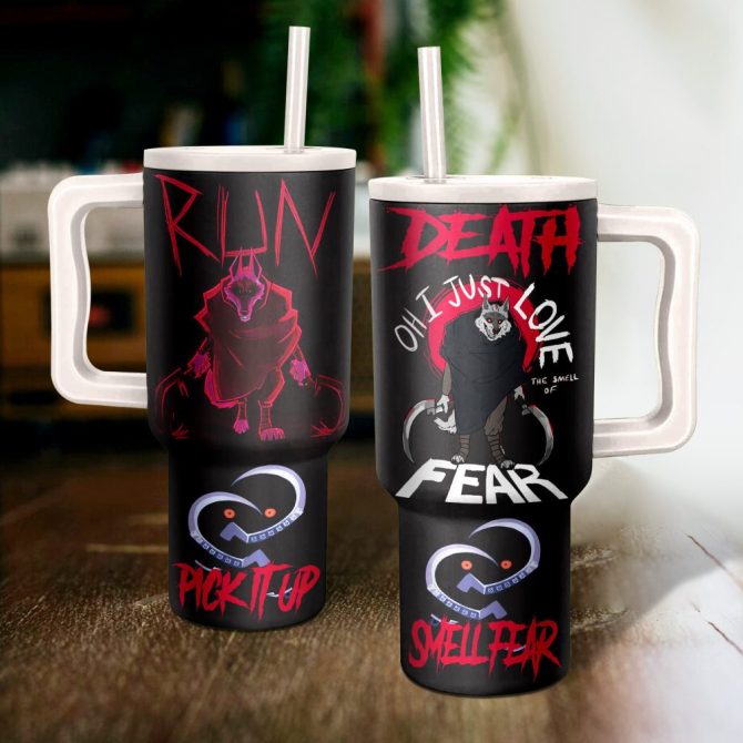 Death The Wolf Puss In Boots Cartoon Custom Stanley Quencher 40Oz Stainless Steel Tumbler With Handle