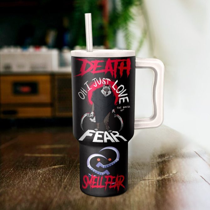 Death The Wolf Puss In Boots Cartoon Custom Stanley Quencher 40Oz Stainless Steel Tumbler With Handle - Image 2