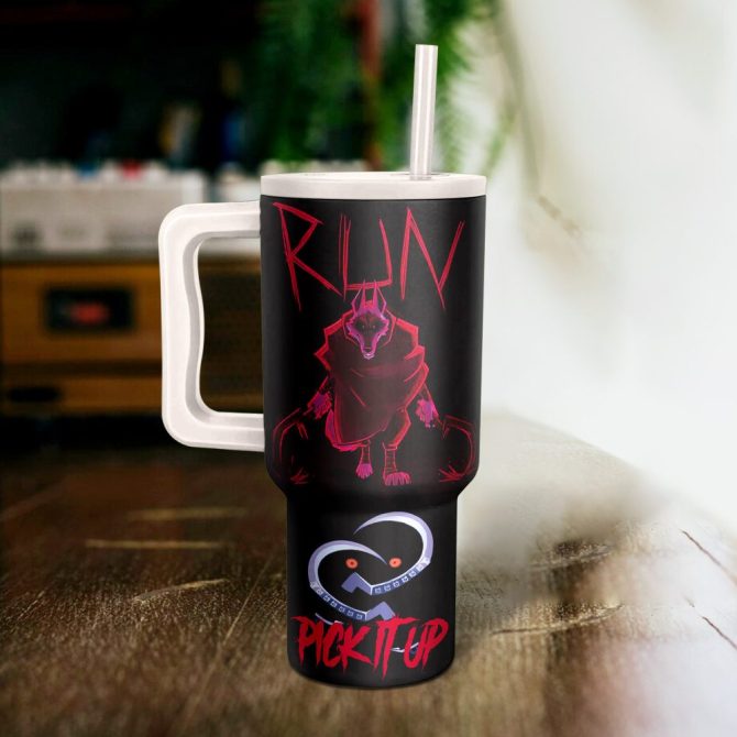 Death The Wolf Puss In Boots Cartoon Custom Stanley Quencher 40Oz Stainless Steel Tumbler With Handle - Image 3