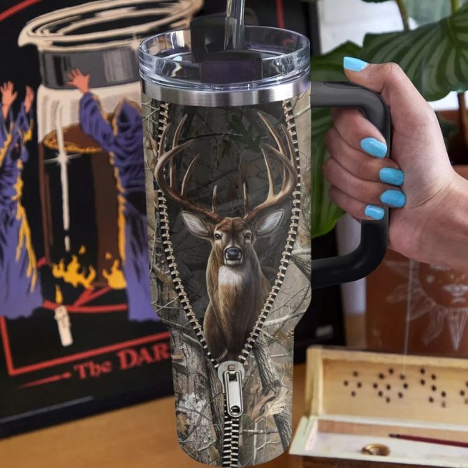 Deer Custom Stanley Quencher 40Oz Stainless Steel Tumbler With Handle - Image 2