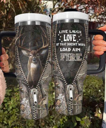 Deer Custom Stanley Quencher 40Oz Stainless Steel Tumbler With Handle