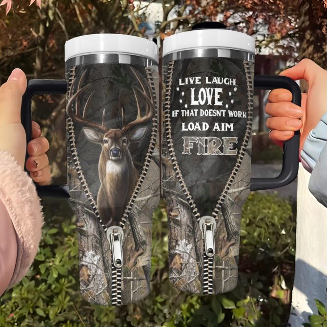 Deer Custom Stanley Quencher 40Oz Stainless Steel Tumbler With Handle