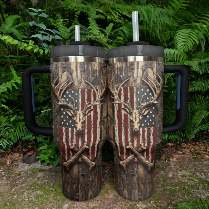Deer Hunting Custom Stanley Quencher 40Oz Stainless Steel Tumbler With Handle - Image 2