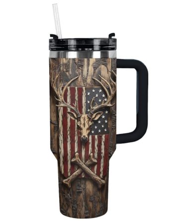 Deer Hunting Custom Stanley Quencher 40Oz Stainless Steel Tumbler With Handle