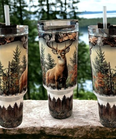 Deer In Forest Custom Stanley Quencher 40Oz Stainless Steel Tumbler