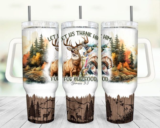 Deer In Forest Custom Stanley Quencher 40Oz Stainless Steel Tumbler - Image 3
