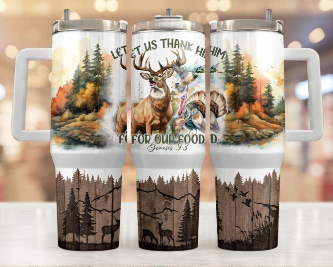 Deer In Forest Custom Stanley Quencher 40Oz Stainless Steel Tumbler