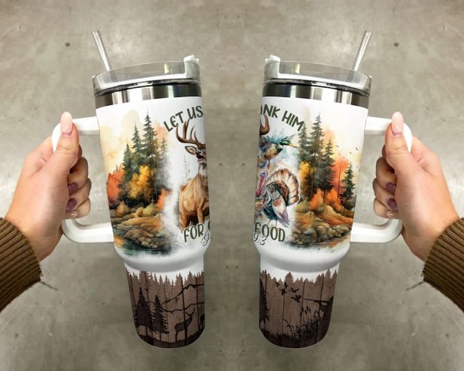 Deer In Forest Custom Stanley Quencher 40Oz Stainless Steel Tumbler - Image 4