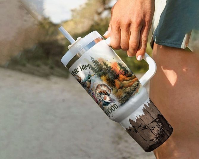 Deer In Forest Custom Stanley Quencher 40Oz Stainless Steel Tumbler - Image 5