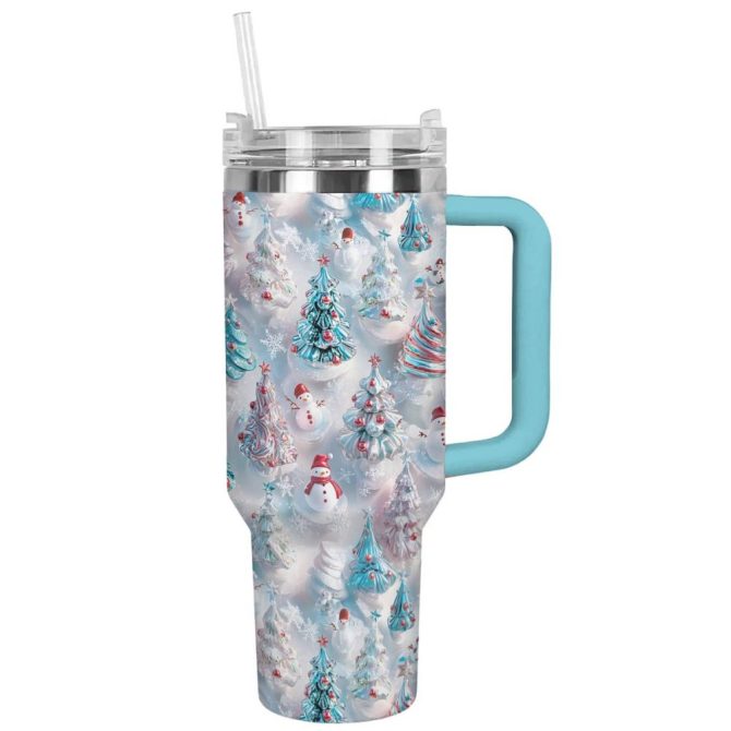 Delighted Christmas Custom Stanley Quencher 40Oz Stainless Steel Tumbler With Handle - Image 3