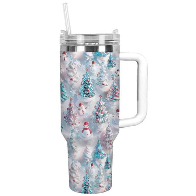 Delighted Christmas Custom Stanley Quencher 40Oz Stainless Steel Tumbler With Handle