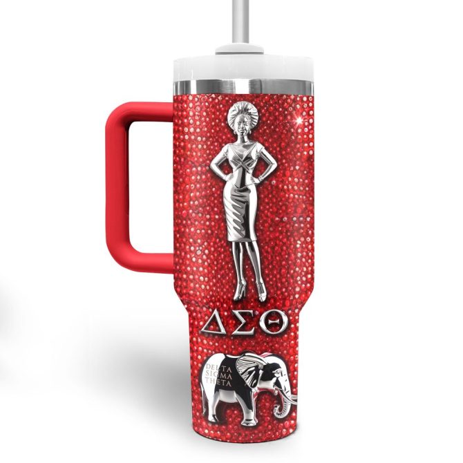 Delta Sigma Theta Custom Stanley Quencher 40Oz Stainless Steel Tumbler With Handle - Image 3