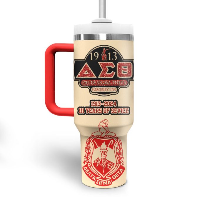 Delta Sigma Theta Custom Stanley Quencher 40Oz Stainless Steel Tumbler With Handle - Image 3