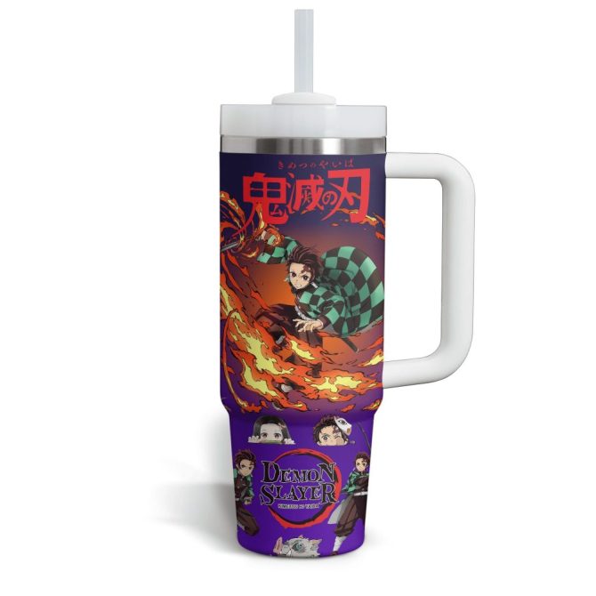 Demon Slayer Anime Custom Stanley Quencher 40Oz Stainless Steel Tumbler With Handle - Image 3