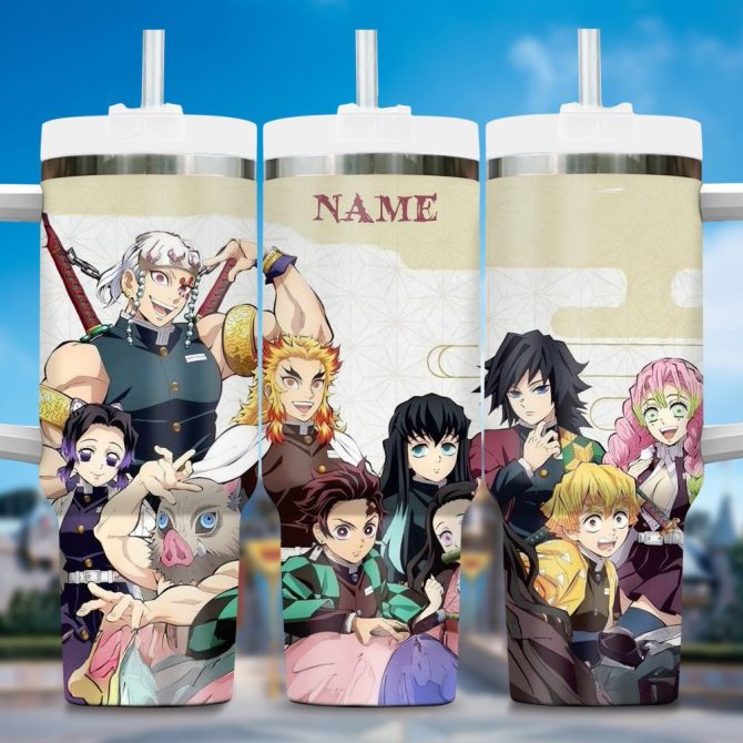 Demon Slayer Anime Custom Stanley Quencher 40Oz Stainless Steel Tumbler With Handle