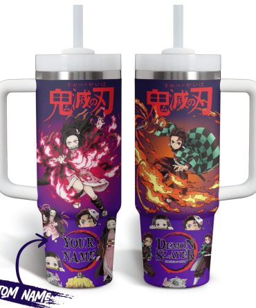 Demon Slayer Anime Custom Stanley Quencher 40Oz Stainless Steel Tumbler With Handle