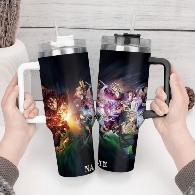Demon Slayer Anime Custom Stanley Quencher 40Oz Stainless Steel Tumbler With Handle - Image 3