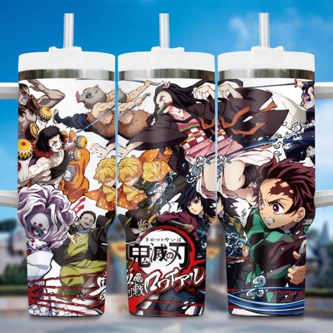 Demon Slayer Anime Kimetsu No Yaiba Anime Custom Stanley Quencher 40Oz Stainless Steel Tumbler