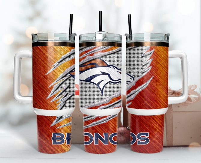 Denver Broncos Nfl Custom Stanley Quencher 40Oz Stainless Steel Tumbler With Handle