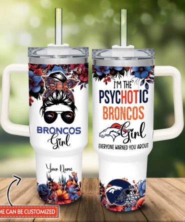Denver Broncos Nfl Custom Stanley Quencher 40Oz Stainless Steel Tumbler