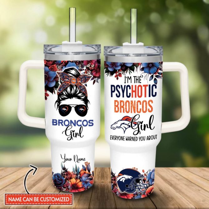 Denver Broncos Nfl Custom Stanley Quencher 40Oz Stainless Steel Tumbler