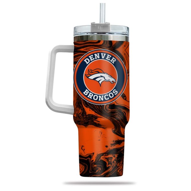 Denver Broncos Nfl Custom Stanley Quencher 40Oz Stainless Steel Tumbler With Handle - Image 3