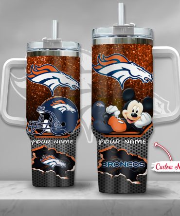 Denver Broncos Nfl Custom Stanley Quencher 40Oz Stainless Steel Tumbler With Handle