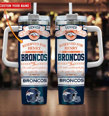Denver Broncos Nfl Custom Stanley Quencher 40Oz Stainless Steel Tumbler With Handle